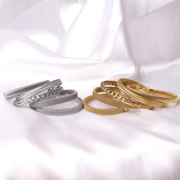 Stainless Steel Fashion Woven Open-ended Bracelet - Image 8