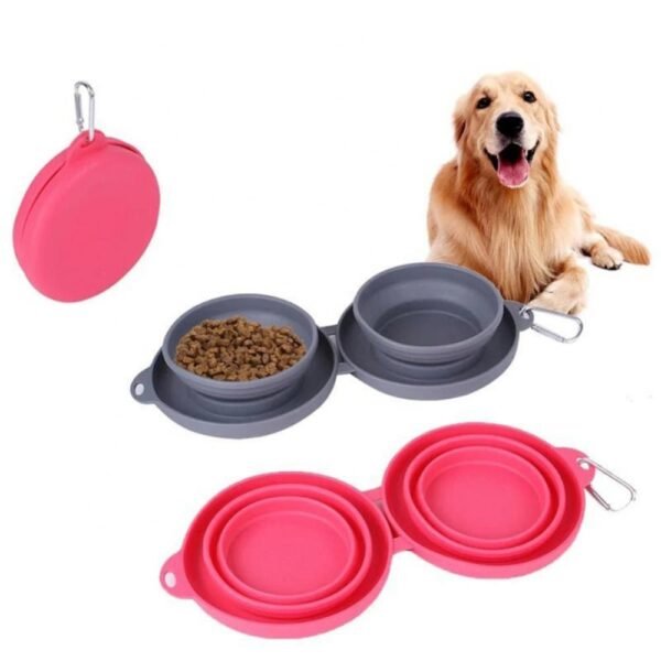 Rubber Foldable Double Bowl Pet Feeding Bowl Pets Supplies Dog Cat Bowls - Image 9