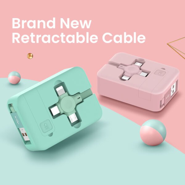 4 In 1 Retractable USB Cable Creative Macaron Type C Micro Cable For I Phone With Phone Stand Charging Data Cable Line Storage Box - Image 8