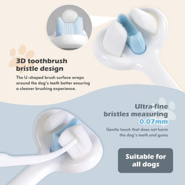 Ultra Soft Nano Bristles Dog Toothbrush Pet Dental Care Kit 3 Sided Design For Easy Teeth Cleaning Suitable For All Dogs,for Your Pet's Sensitive Teeth And Gums - Image 3