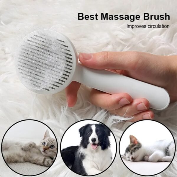 Cat Grooming Brush, Self Cleaning Slicker Brushes For Dogs Pet Hair Removal Comb Stainless Steel Needle Cat Brush Self Cleaning For Cats Dogs Hair Remover Scraper Pet Grooming Tool - Image 7