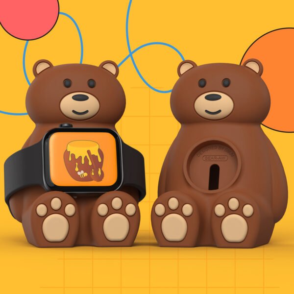Cute Bear IWatch Charger Stand Compatible With IWatch Series 9-1 45mm,44mm,42mm,41mm,40mm, 38mm For IWatch Charger Cute Soft Silicone,Supports Nightstand Mode,Home Office Use - Image 5