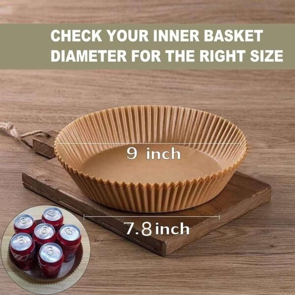 50PCS Ideal Kitchen Air Fryer Paper Liner Round 7.8 Inch,Baking Disposable Air Fryer Parchment Paper, Multipurpose Oil-absorbing Paper Tray - Image 2