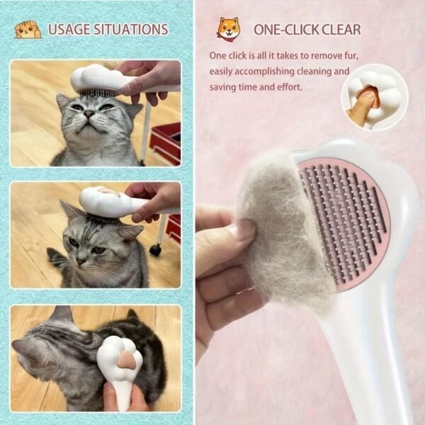 Pet Massage Hair Removal Comb, Paw ShapedPet Grooming Brush, PetHair Remover, Dog & CatGrooming Supplies Viral Dogvacuum Pethairremover Tool - Image 2