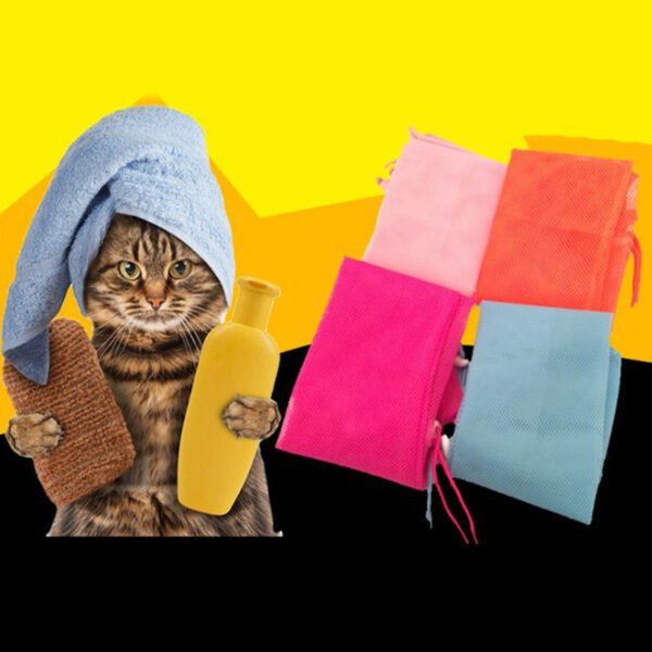 Pet Soft Cat Grooming Bag Adjustable Multifunctional Polyester Cat Washing Shower Mesh Bags Pet Nail Trimming Bags - Image 5