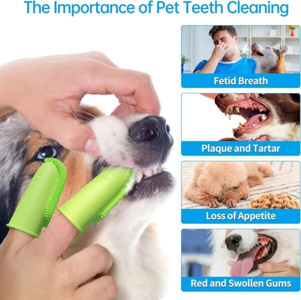 Toothbrush For Dog Finger Toothbrush Kit  135 Surround Bristles For Easy Teeth Cleaning  Double Finger Toothbrush Dental Care For Puppies  Cats And Small Pets - Image 9