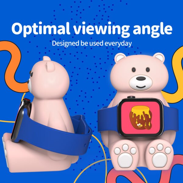 Cute Bear IWatch Charger Stand Compatible With IWatch Series 9-1 45mm,44mm,42mm,41mm,40mm, 38mm For IWatch Charger Cute Soft Silicone,Supports Nightstand Mode,Home Office Use - Image 6
