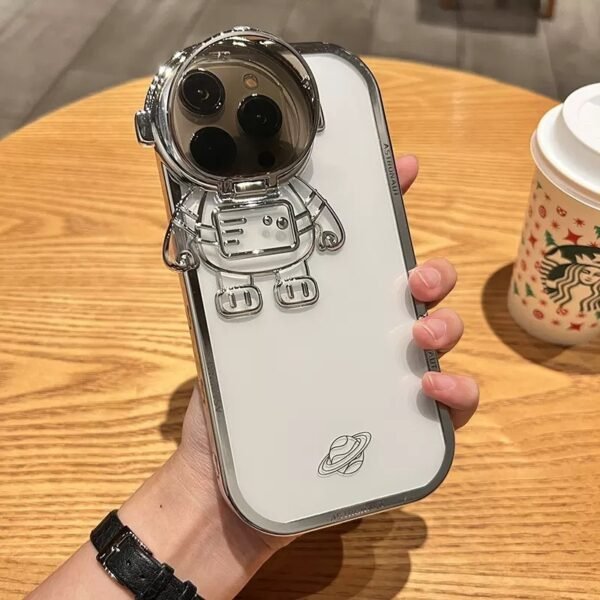 Glitter Astronaut Camera Stand Phone Case For I14 13 12 11 Pro Max XR 14 Plus Invisible Lens Bracket Plating Soft Cover - Image 10