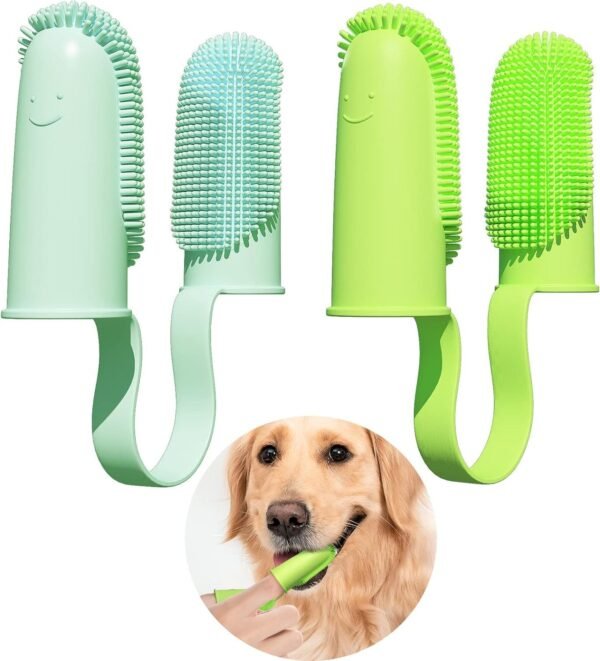 Toothbrush For Dog Finger Toothbrush Kit  135 Surround Bristles For Easy Teeth Cleaning  Double Finger Toothbrush Dental Care For Puppies  Cats And Small Pets - Image 7