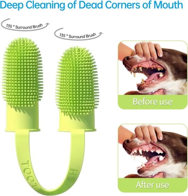 Toothbrush For Dog Finger Toothbrush Kit  135 Surround Bristles For Easy Teeth Cleaning  Double Finger Toothbrush Dental Care For Puppies  Cats And Small Pets - Image 3